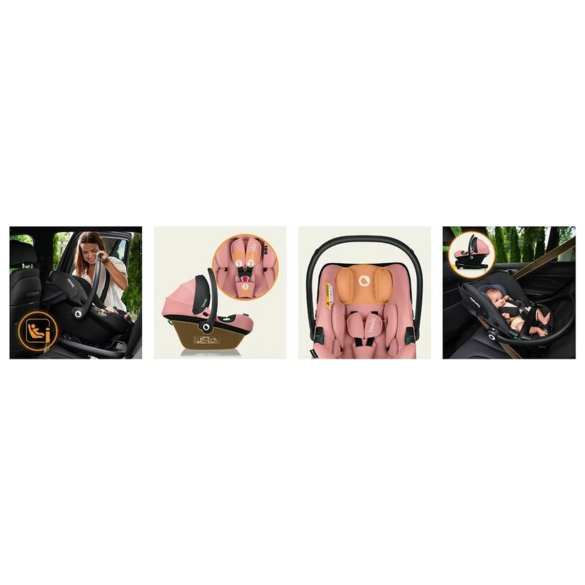 Scoica auto, Lionelo, i-Size Astrid, 0-13 Kg, 40-87 cm, Testat ADAC, Roz [19]