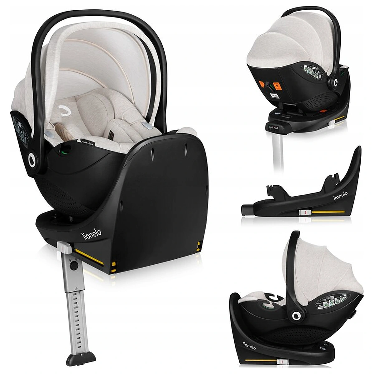 La plimbare - Scoica auto, Lionelo, Moxie, i-Size, Include baza rotativa 360 cu picior de fixare, 40-87 cm, Tetiera reglabila,