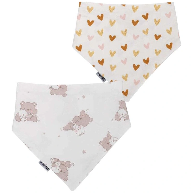 Bavete - Set 2 bavete, Bubaba, Tip bandana, Cu 2 straturi pentru protectie optima, Bumbac, Hearts