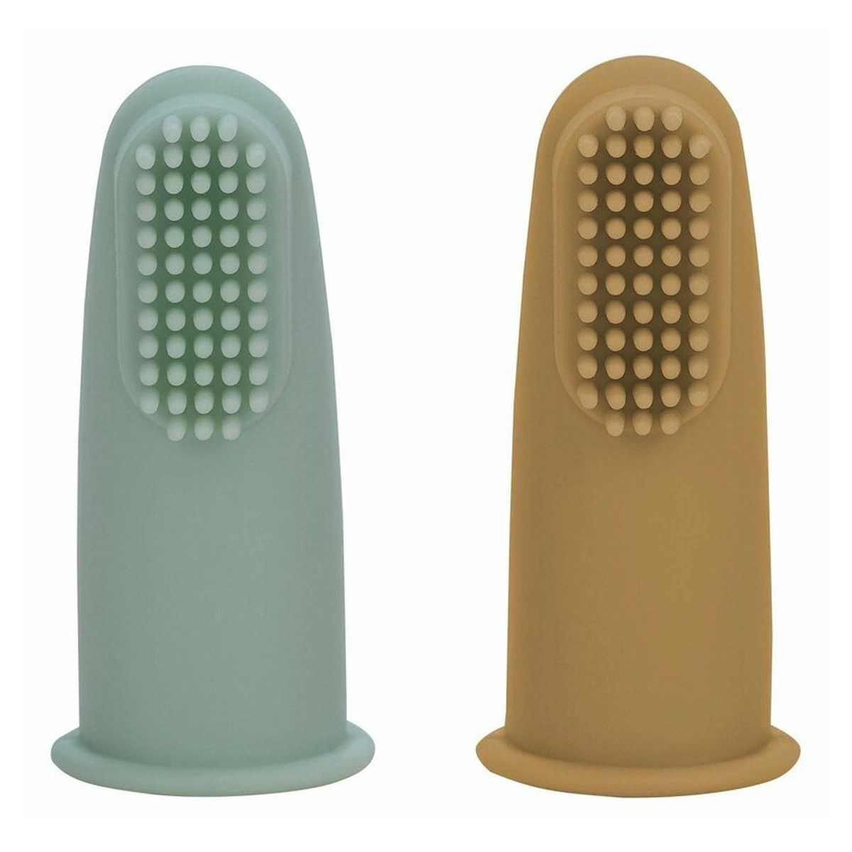 Igiena dentara - Set 2 periute de dinti pentru deget, FreeON, Cu peri moi, Silicon, 0 luni+, Green/Ochre