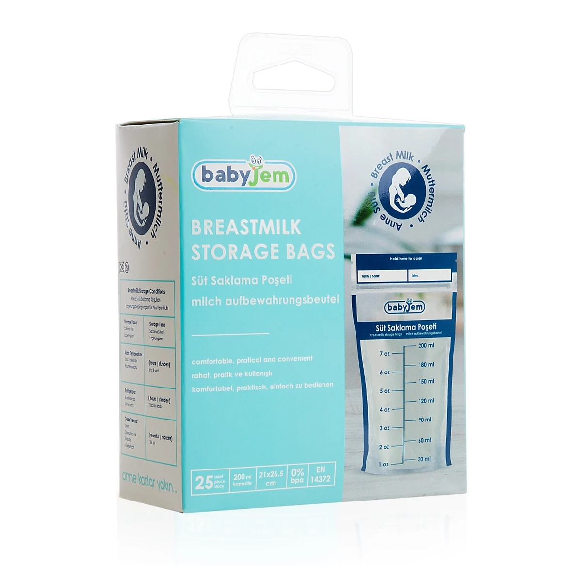 Accesorii pompe de san - Set 25 pungi pentru stocarea laptelui matern BabyJem