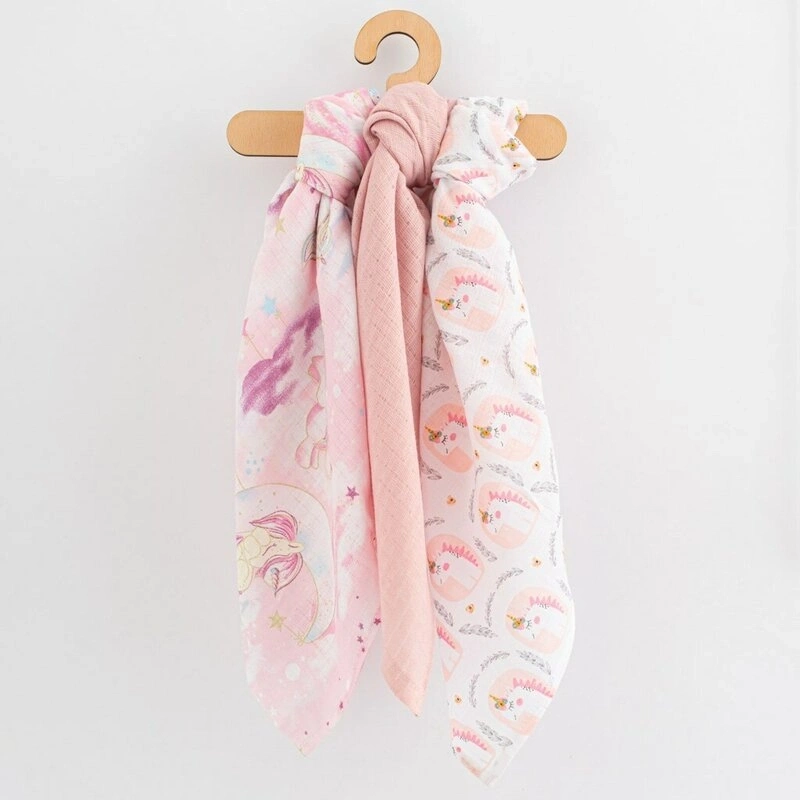 Camera copilului - Set 3 scutece, New Baby, Multifunctionale, bumbac 100%, 70x80 cm, Girl