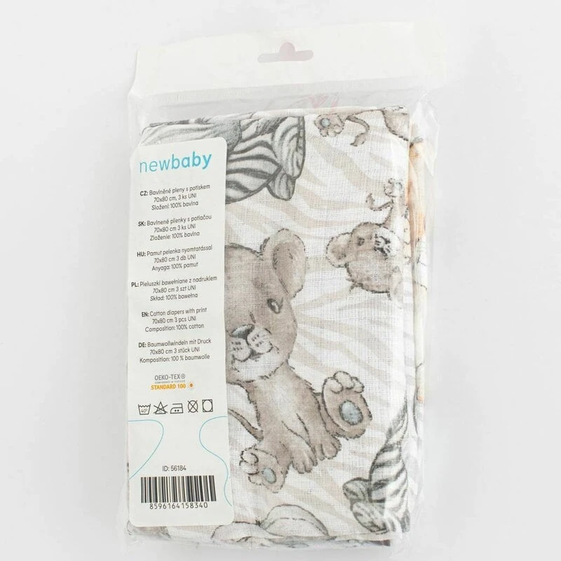 Set 3 scutece, New Baby, Multifunctionale, bumbac 100%, 70x80 cm, Multicolor [6]