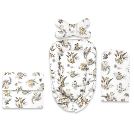 Somnul celor mici - Set 4 in 1 Cosulet bebelus, MimiNu, Baby Cocoon 75x55 cm, Husa bumbac, Din bumbac certificat Oeko Tex Standard 100, Cu