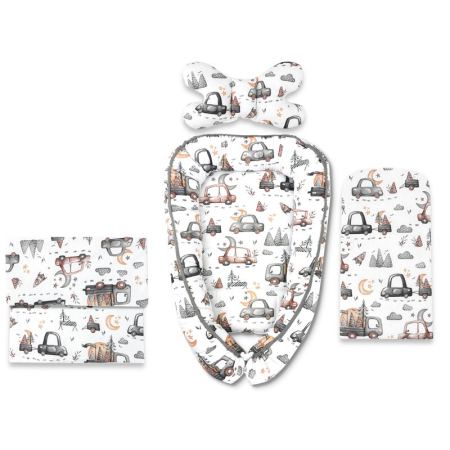 Baby nest - Set 4 in 1 Cosulet bebelus, MimiNu, Baby Cocoon 75x55 cm, Husa bumbac, Din bumbac certificat Oeko Tex Standard 100, Cu