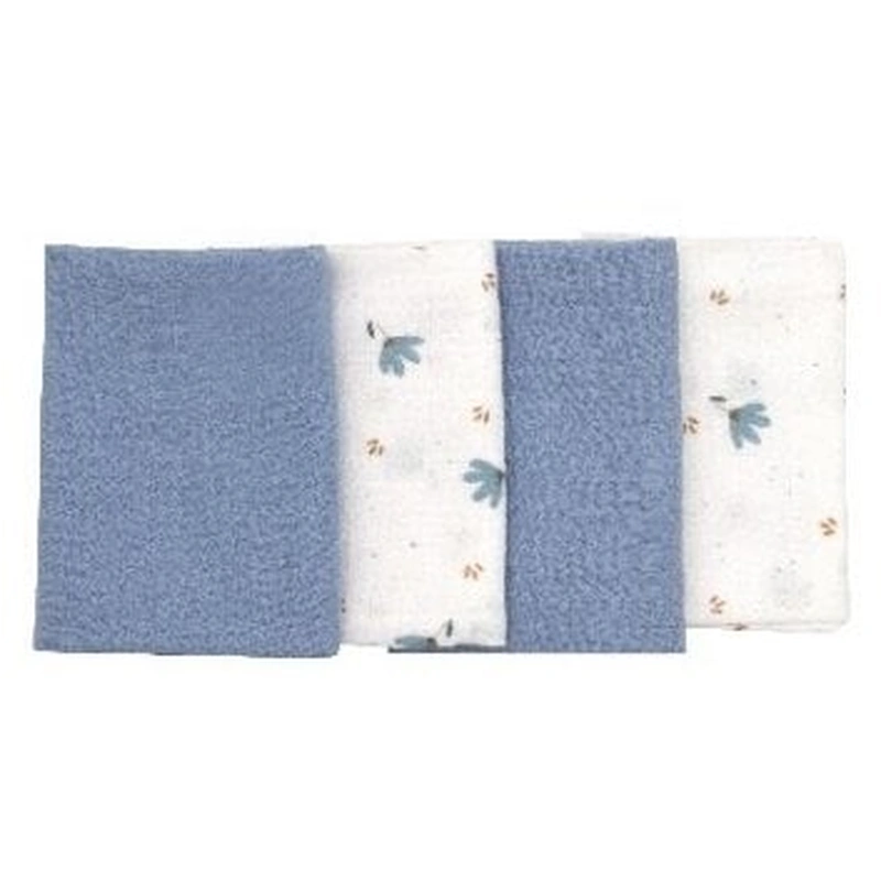Camera copilului - Set 4 lavete, Bubaba, Din muselina, 40x40 cm, Blue