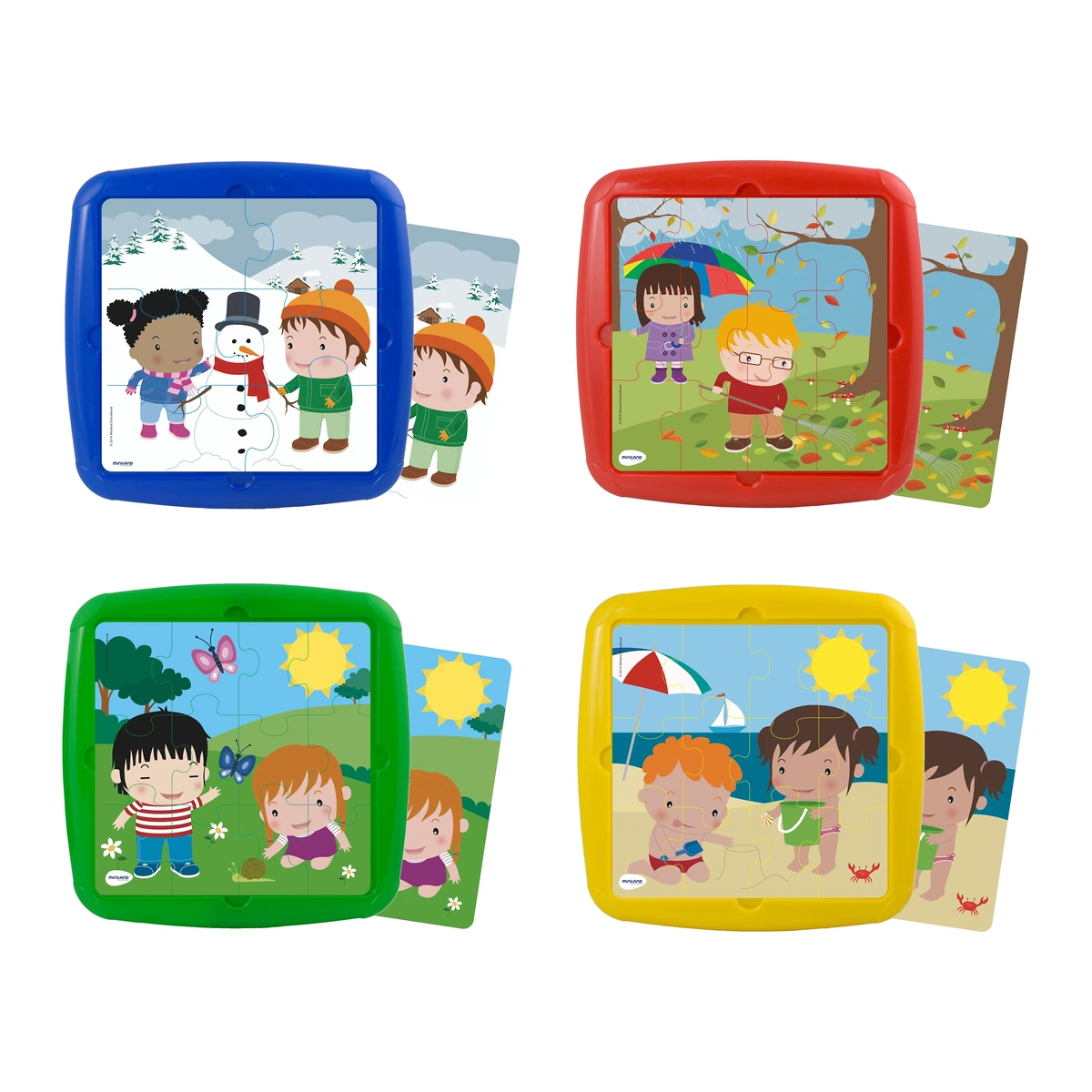 Puzzle-uri si incastre - Set 4 puzzle Anotimpuri - Miniland