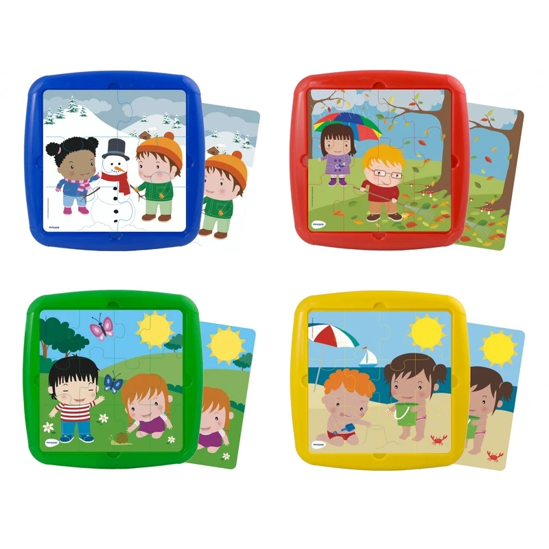 Jocuri si creativitate - Set 4 puzzle Anotimpuri - Miniland