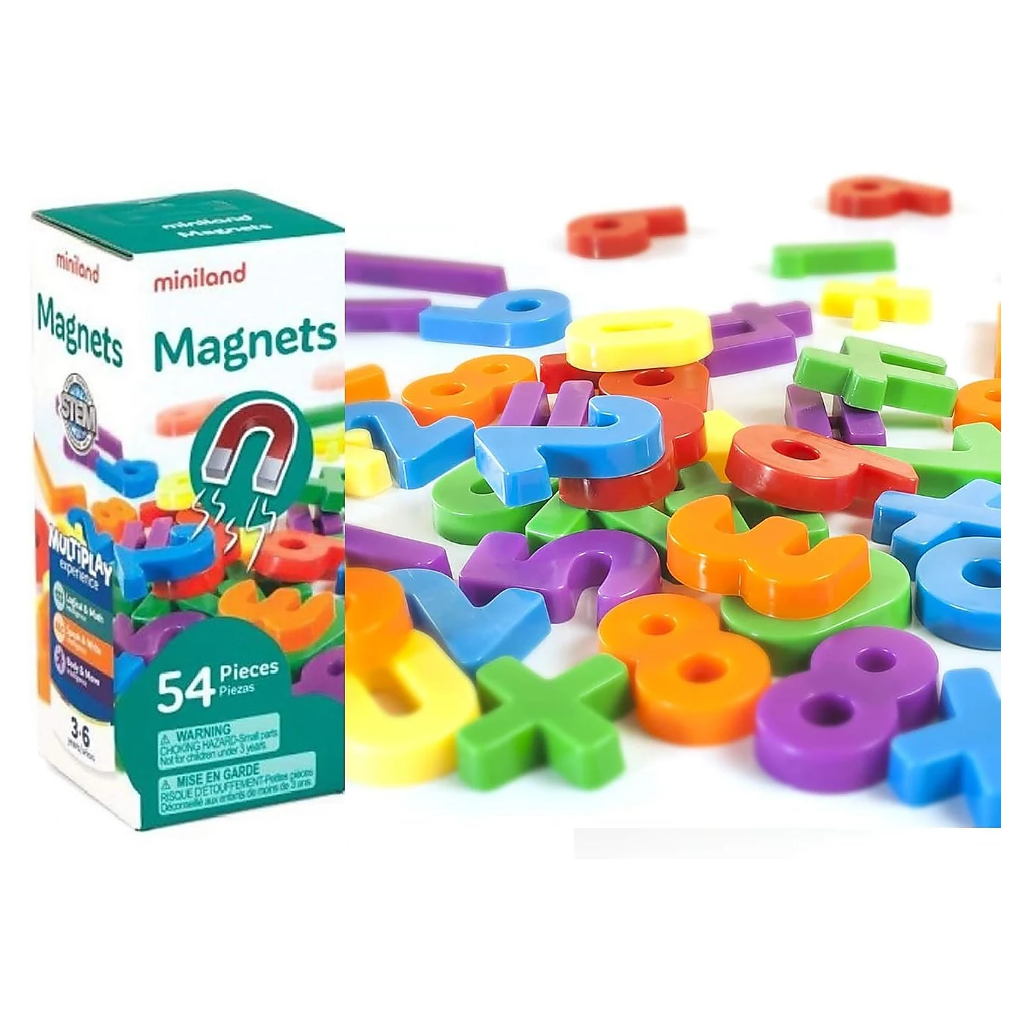 Litere, limbaj, cifre - Set 54 numere magnetice Miniland