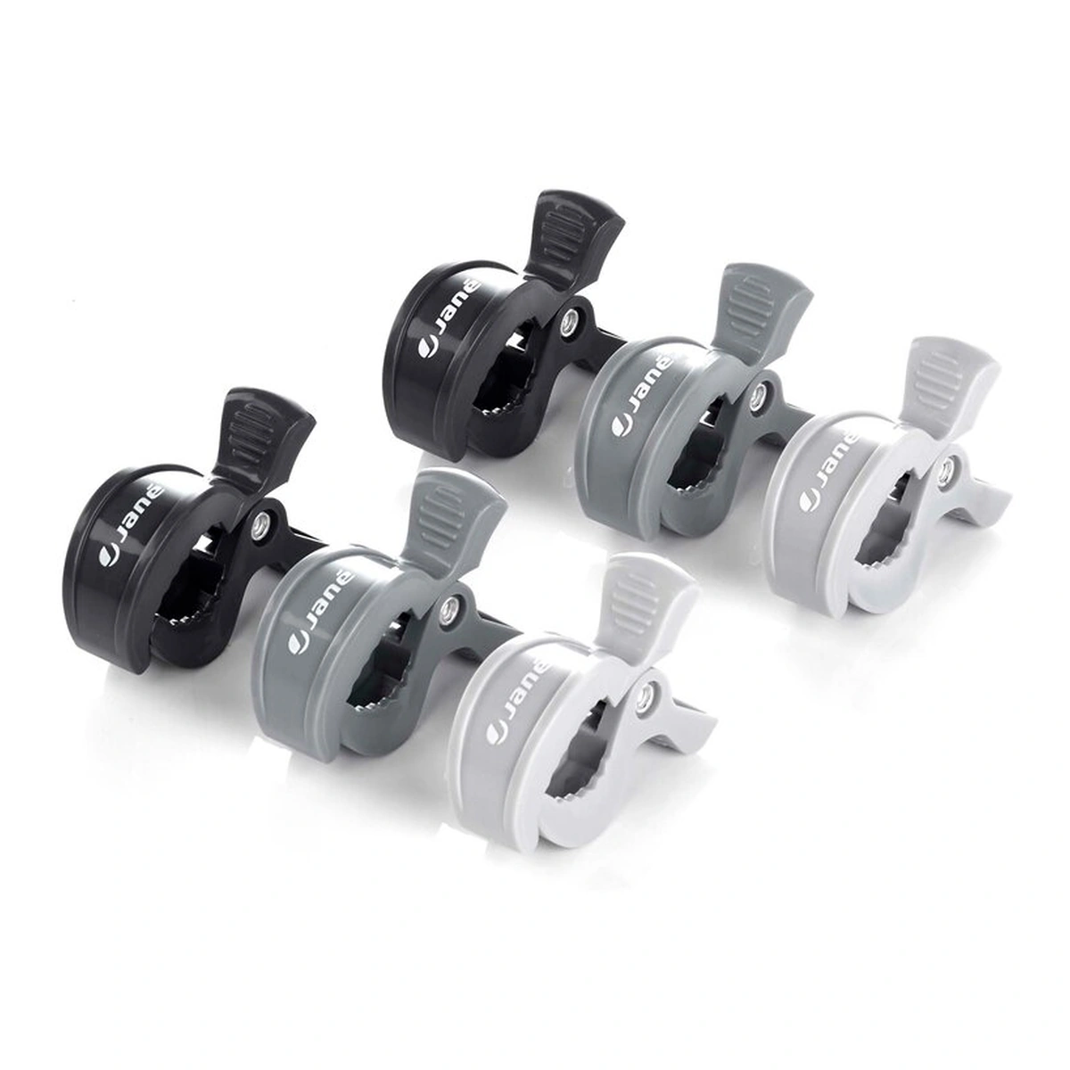 Accesorii carucioare - Set 6 clesti pentru carucior, Jane, Multifunctional, Gri si negru