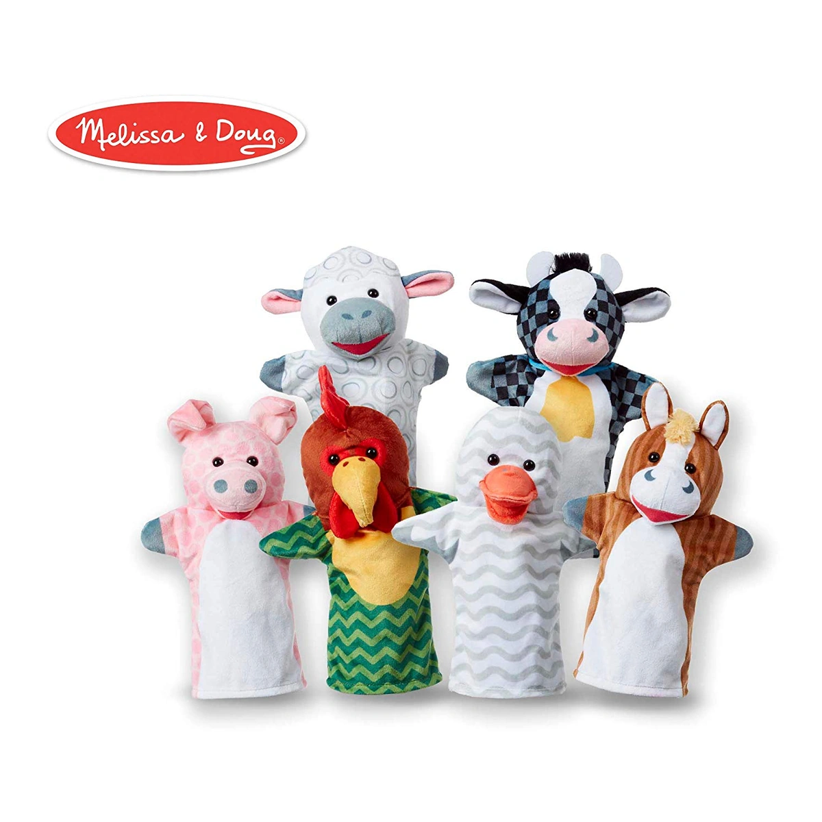 Papusi de mana - Set 6 papusi de mana Animale de la ferma - Melissa & Doug