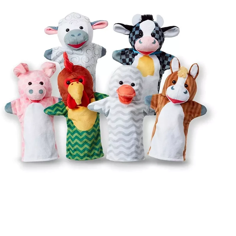 Papusi de mana - Set 6 papusi de mana Animale de la ferma - Melissa & Doug