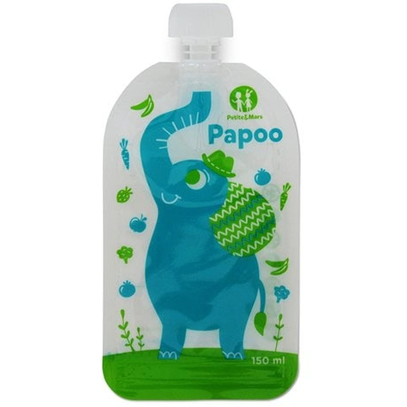 Ora mesei - Set 6 pungi reutilizabile pentru hranire cu elefantei Papoo Albastru