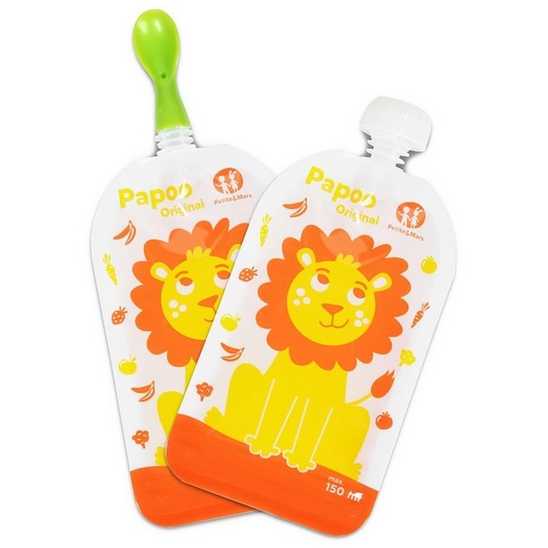 Ora mesei - Set 6 pungi reutilizabile pentru hranire cu leuti Papoo Portocaliu