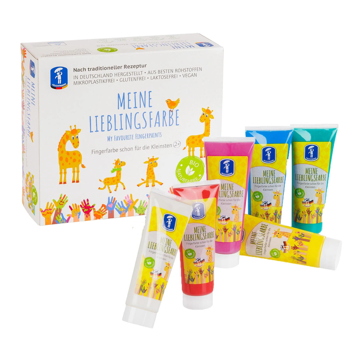 Desen, pictura si modelare - Set vopsea degetele FEUCHTMANN 6 culori 2 ani+