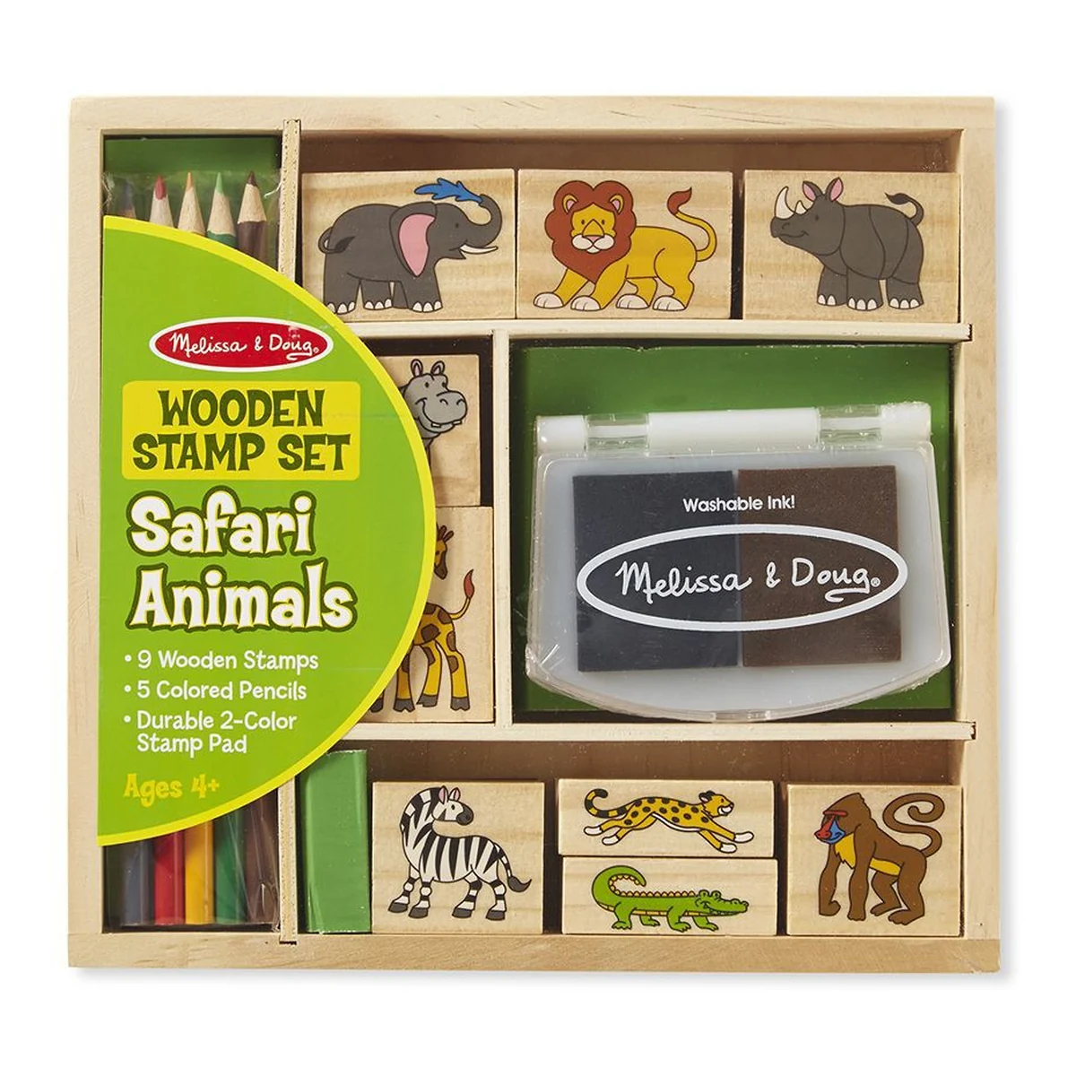 Stampile si abtibilduri - Set 9 stampile din lemn Safari - Melissa & Doug