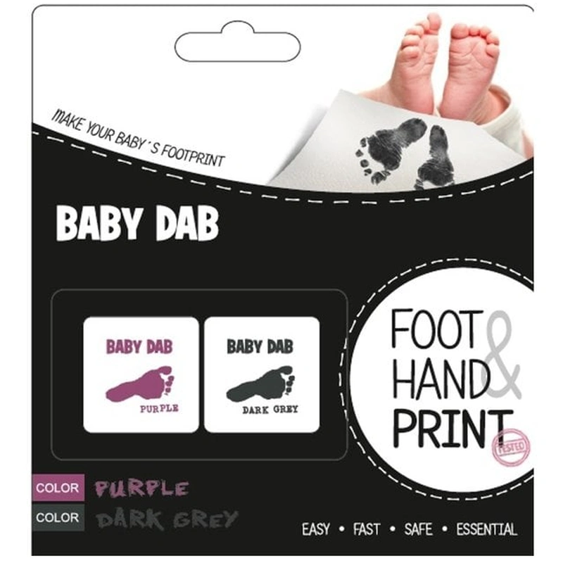 Set amprente mulaj, Petite&Mars, Baby Dab, Cu cerneala, Pentru 20 de amprente manuta sau piciorus, Non-toxic, Violet/Gri [3]