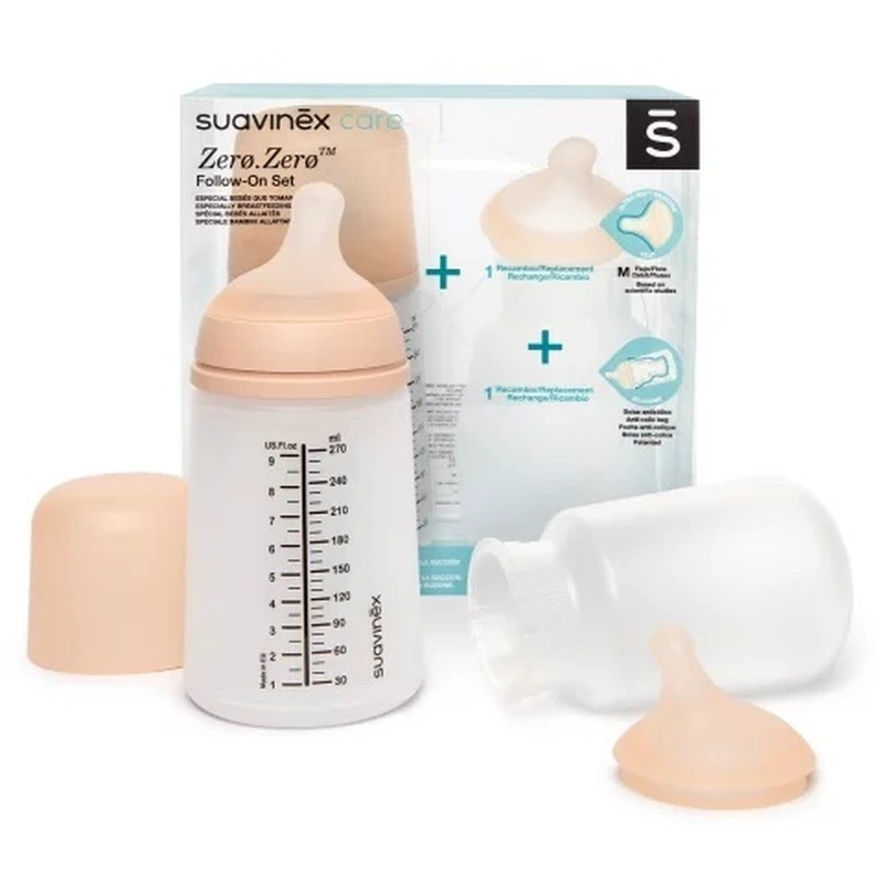 Set biberon anticolici 270 ml + tetină cu debit mediu + săculeț silicon Zero Zero Suavinex [1]