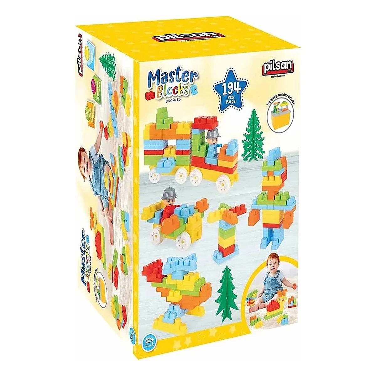 Constructii, cuburi, forme si culori - Set constructie Pilsan Master Blocks 194 piese