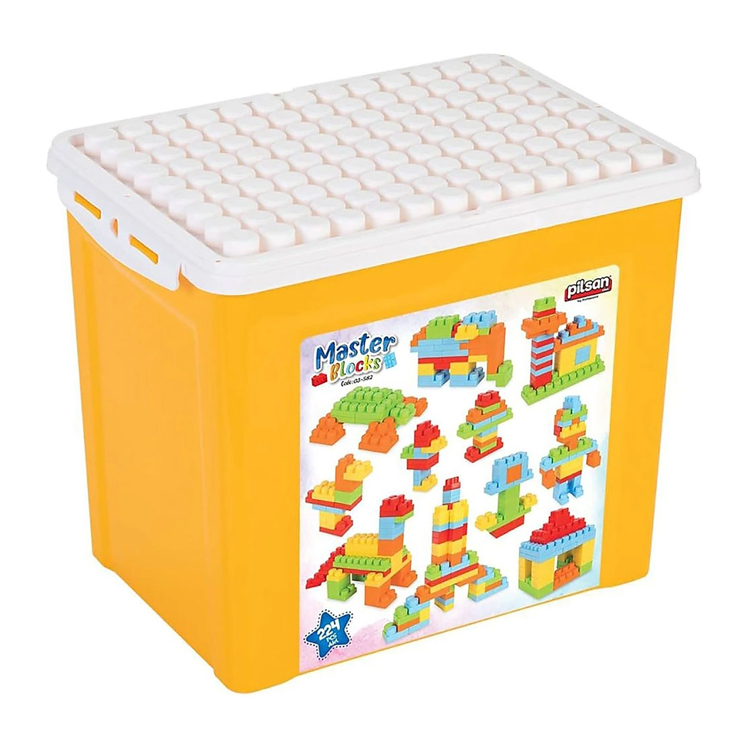 Jucarii - Set constructie Pilsan Master Blocks 224 piese galben