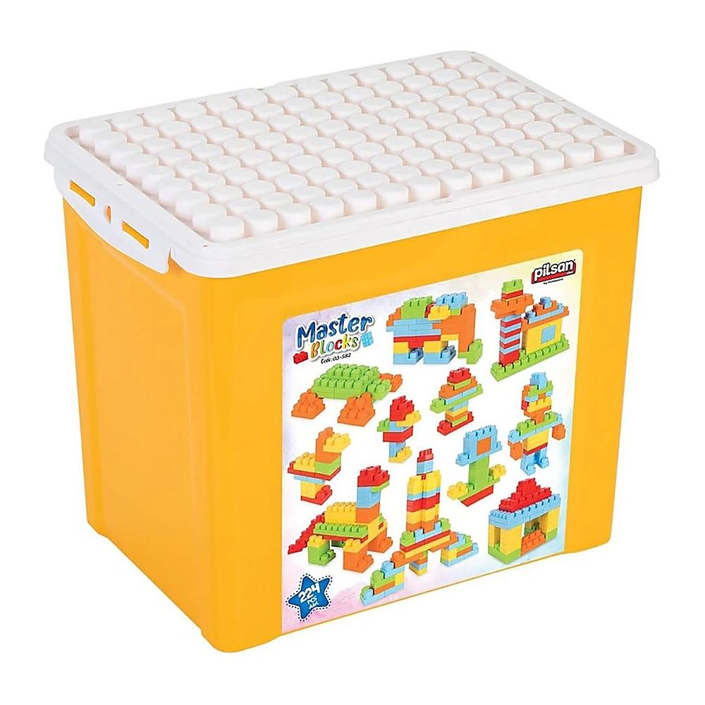 Jucarii - Set constructie Pilsan Master Blocks 224 piese galben