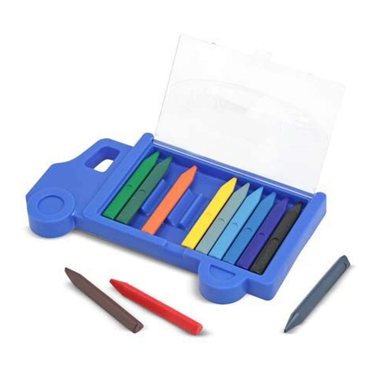 Desen, pictura si modelare - Set creioane colorate triunghiulare Truck Melissa and Doug 12 buc