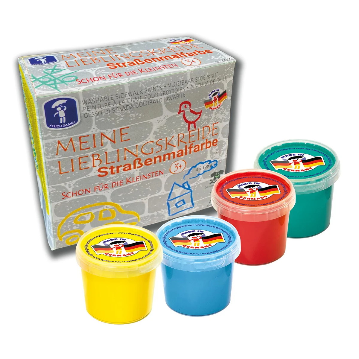 Desen, pictura si modelare - Set creta lichida FEUCHTMANN 4 culori 3 ani+