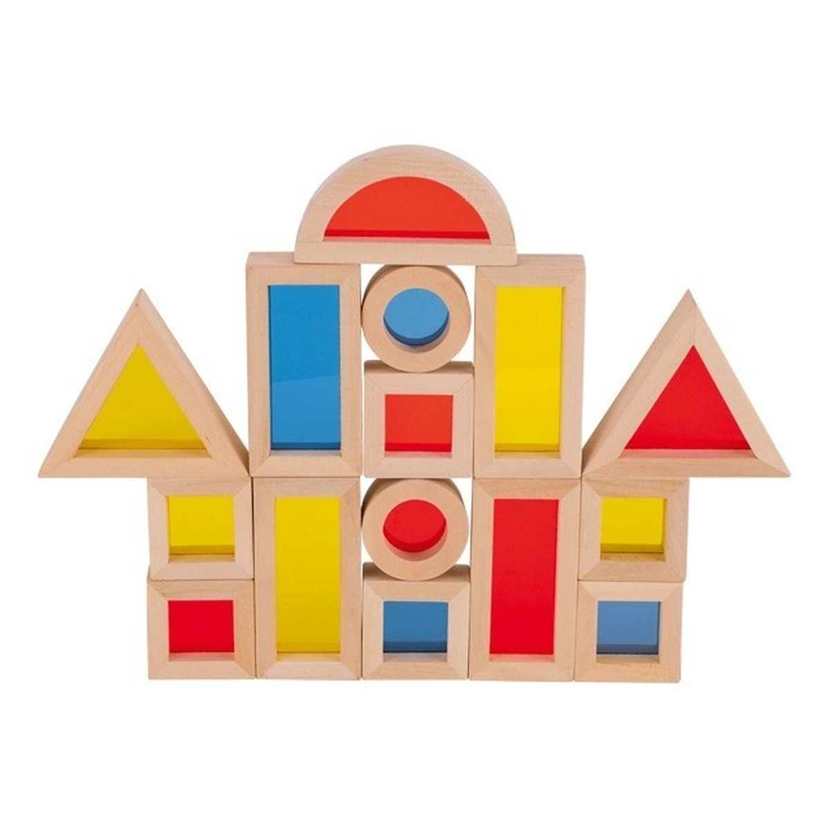 Constructii, cuburi, forme si culori - Set cuburi de construit cu ferestre