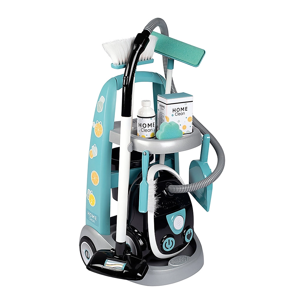 Seturi de curatenie copii - Set curatenie pentru copii cu troller si aspirator electronic negru