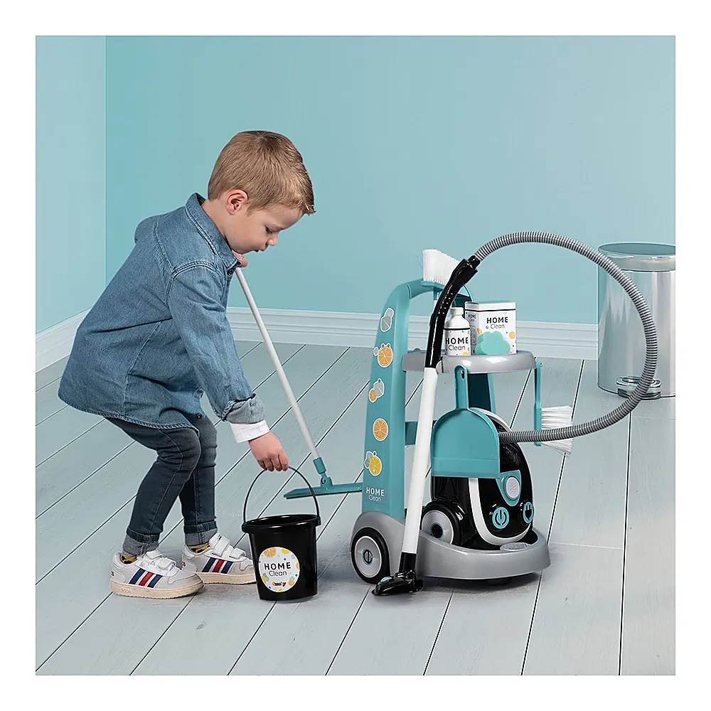 Set curatenie pentru copii cu troller si aspirator electronic negru [4]