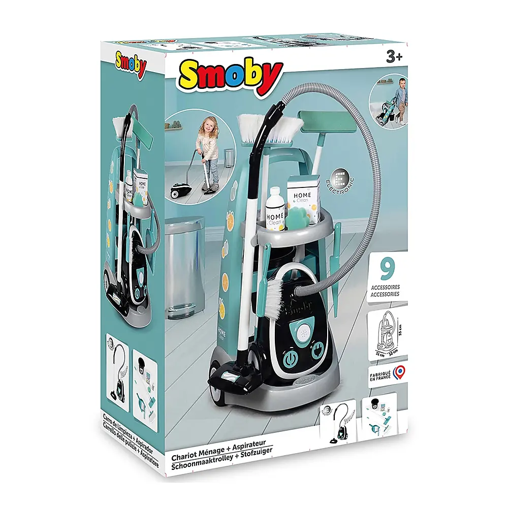 Set curatenie pentru copii cu troller si aspirator electronic negru [6]