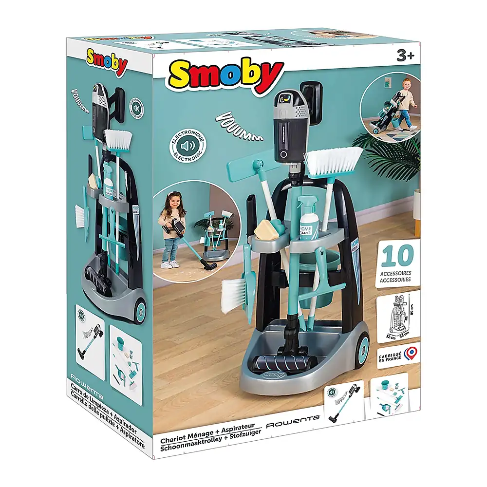 Set curatenie pentru copii cu troller si aspirator electronic Rowenta negru [12]