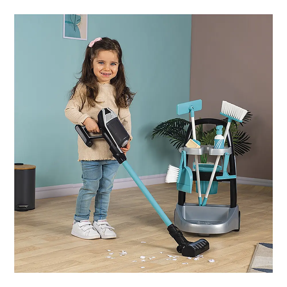 Set curatenie pentru copii cu troller si aspirator electronic Rowenta negru [5]