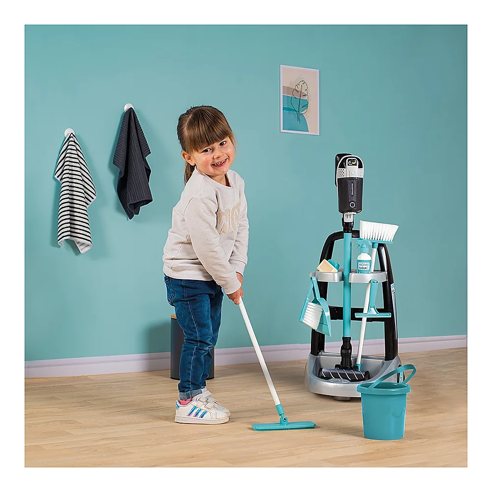 Set curatenie pentru copii cu troller si aspirator electronic Rowenta negru [10]