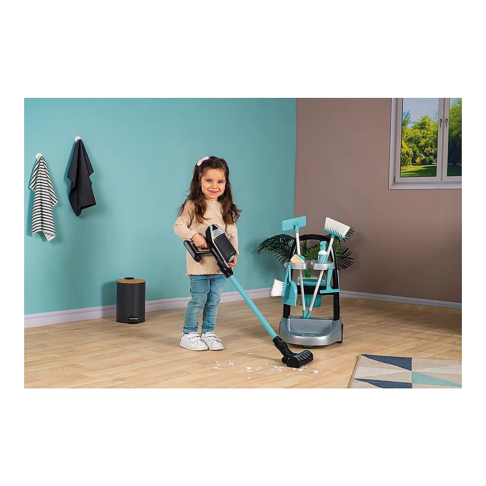 Set curatenie pentru copii cu troller si aspirator electronic Rowenta negru [9]