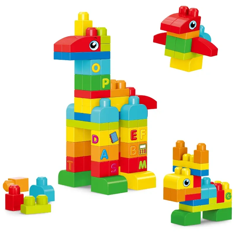 Constructii, cuburi, forme si culori - Set de constructie in cutie - Animalute (62 piese)