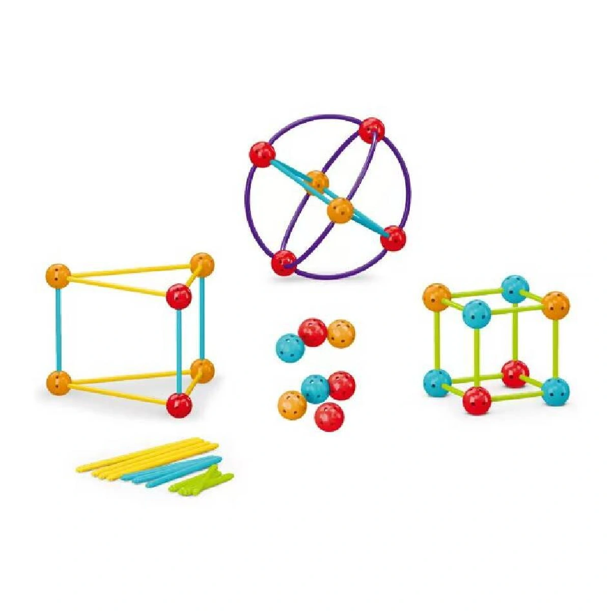 Constructii, cuburi, forme si culori - Set de constructie STEAM - Forme 3D (70 piese)
