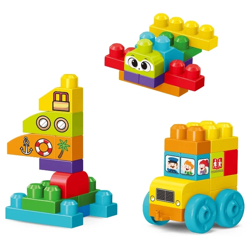 Constructii, cuburi, forme si culori - Set de constructie STEAM - Vehicule (38 piese)