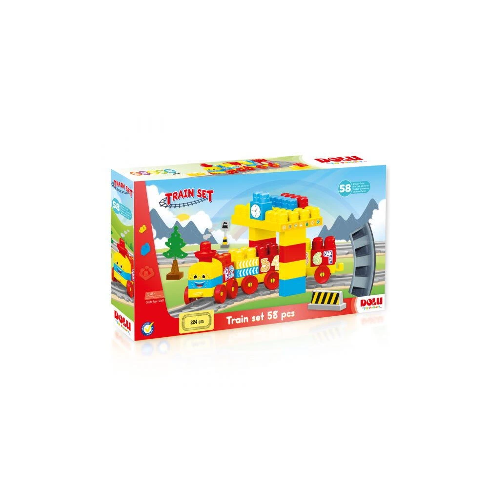 Trenulete si accesorii - Set de constructii cu trenulet - 58 piese