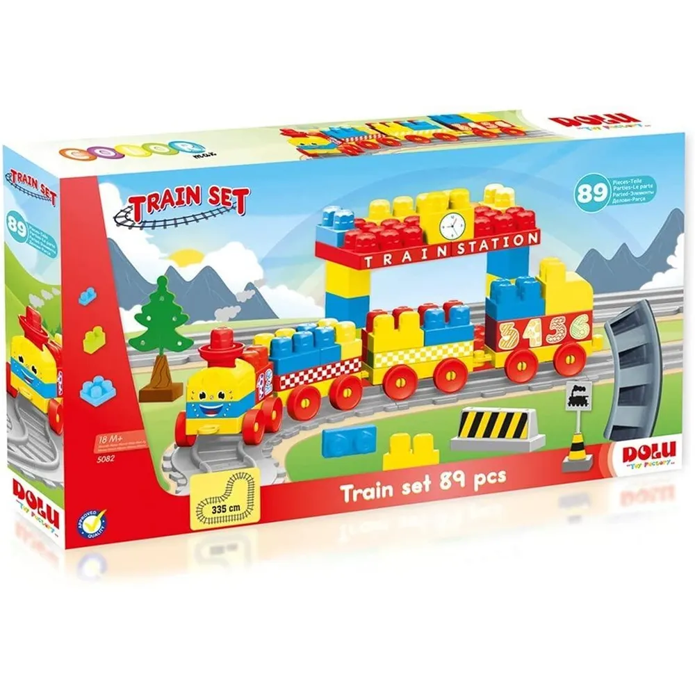 Trenulete si accesorii - Set de constructii cu trenulet - 89 piese