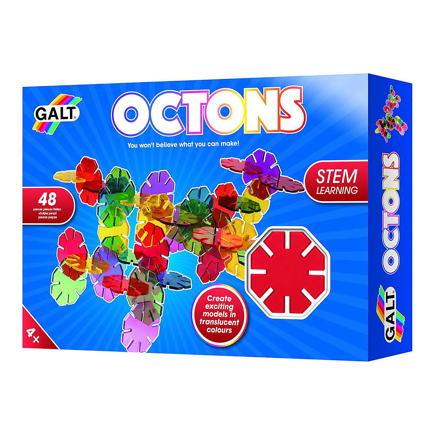 Constructii, cuburi, forme si culori - Set de construit - Octons - 48 piese