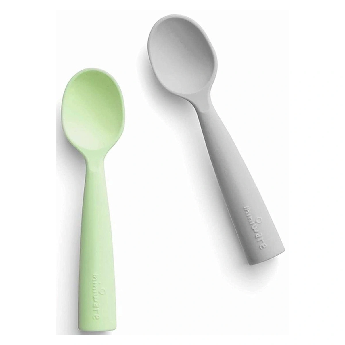 Tacamuri - Set de lingurite bebelusi Miniware, 100% silicon alimentar, Grey+Keylime