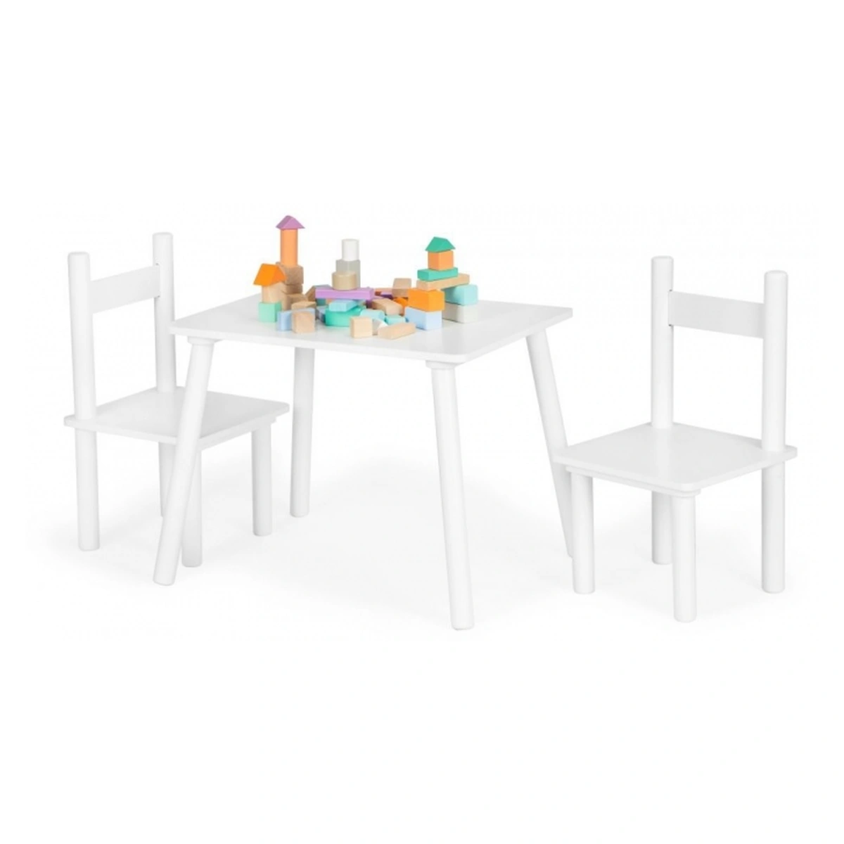 Masute si scaunele - Set de masa cu doua scaune pentru copii Ecotoys - Alb