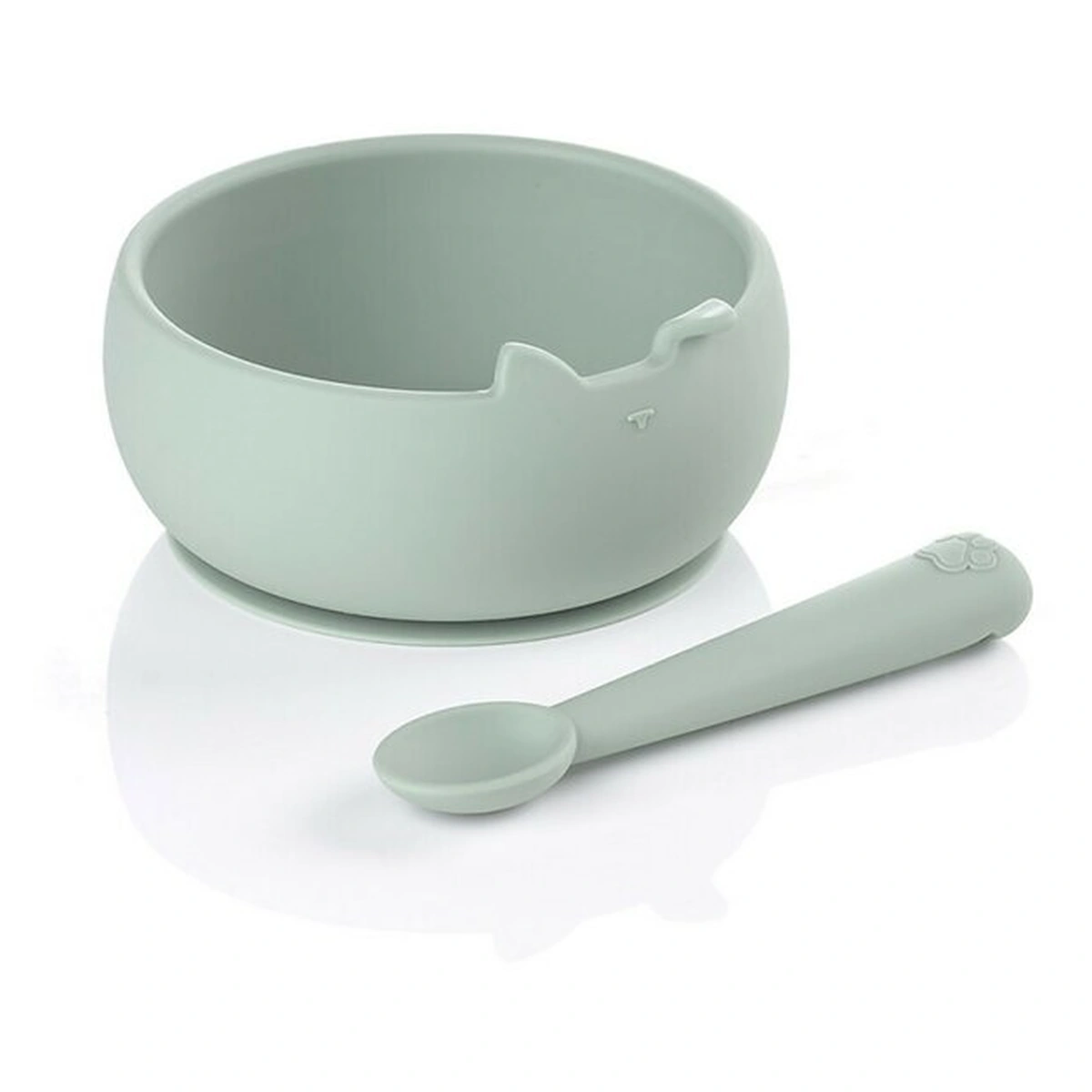 Ora mesei - Set de masa, Jane, Din silicon, 2 piese, Cu bol si lingurita, BPA Free, Mint