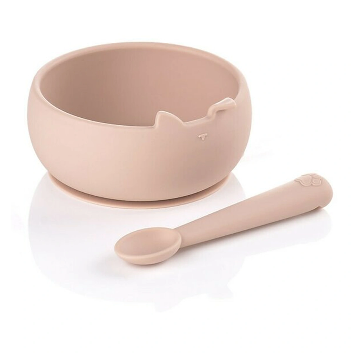 Ora mesei - Set de masa, Jane, Din silicon, 2 piese, Cu bol si lingurita, BPA Free, Pale