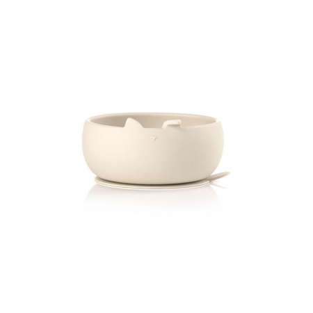 Set de masa, Jane, Din silicon, 2 piese, Cu bol si lingurita, BPA Free, Sand [1]