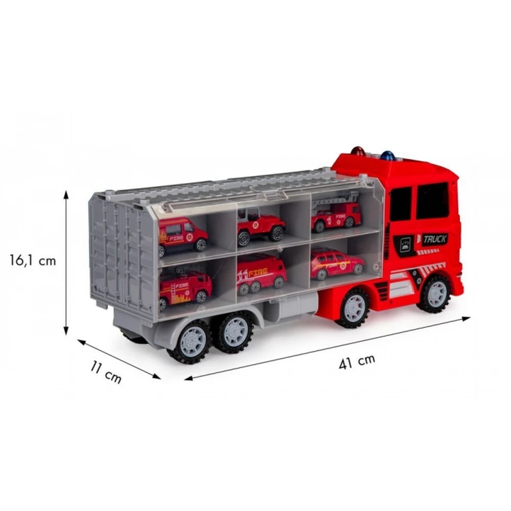 Set de remorcare de 6 masinute Ecotoys - Pompieri [3]