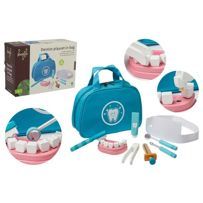 Set dentist, Joueco, Din lemn certificat FSC, Include gentuta pentru depozitare jucarii, 3 ani+ [8]