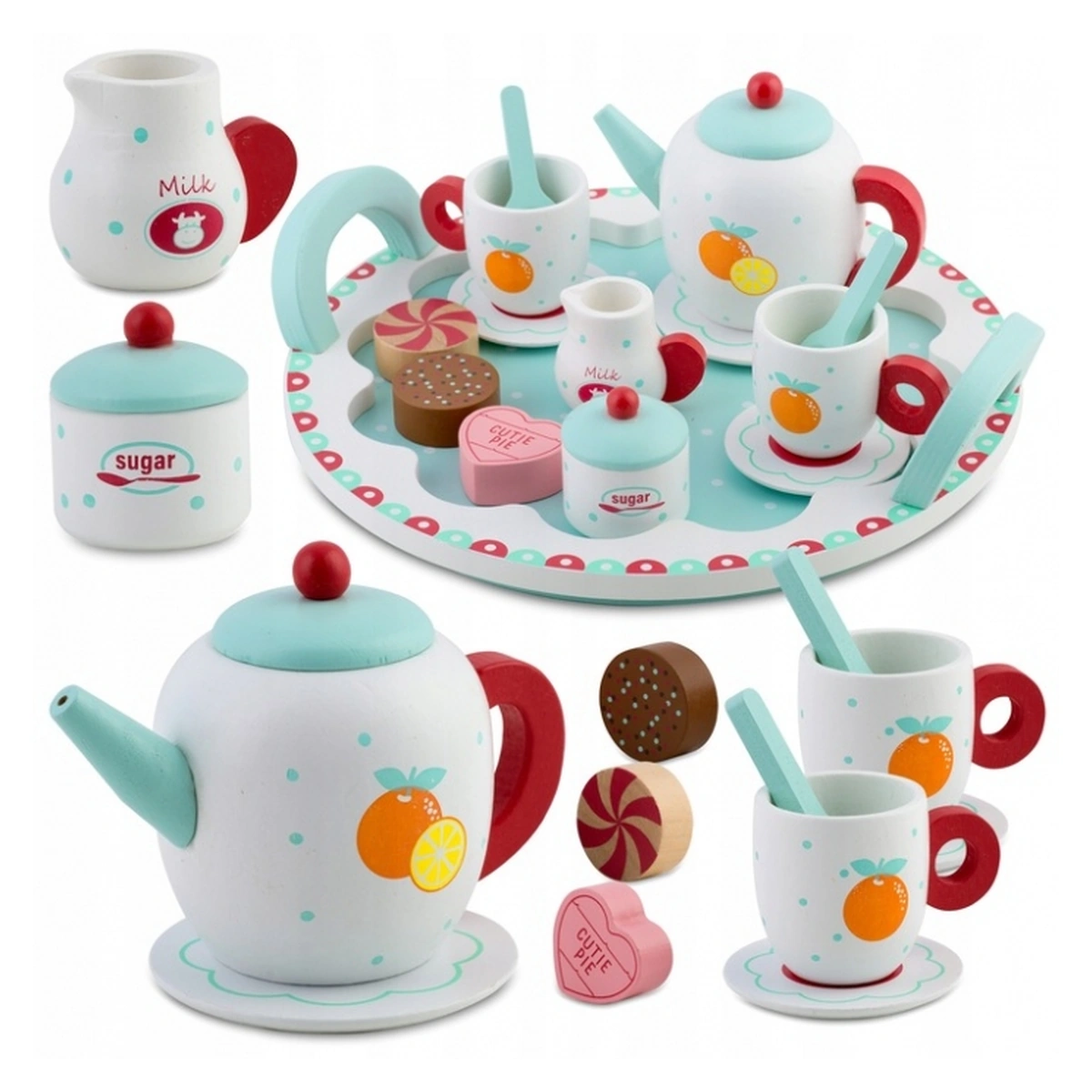 Accesorii pentru bucatarie - Set lemn servit ceai Ricokids Turcoaz 3 ani+