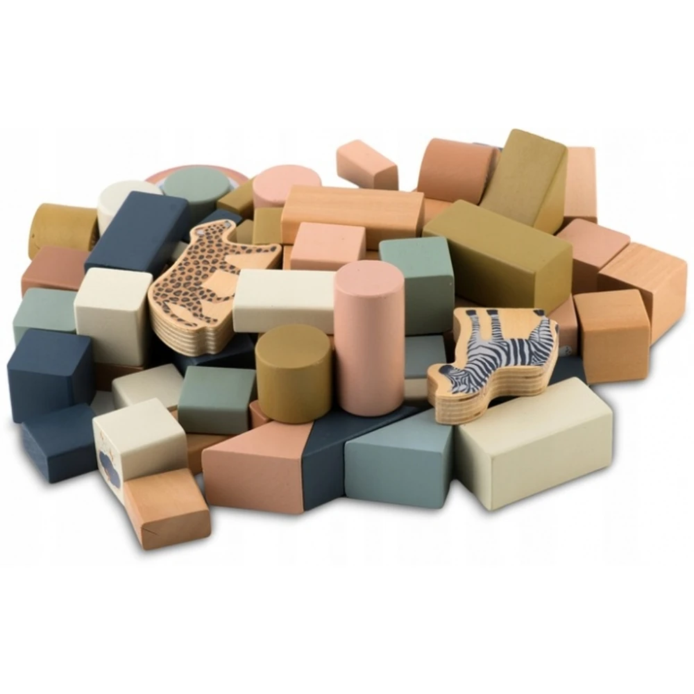 Set educational cu blocuri din lemn, 70 bucati, Nukido [1]